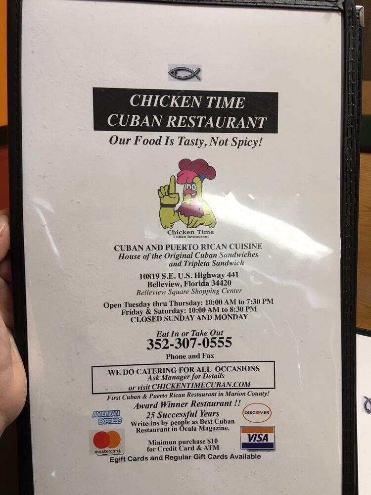 Chicken Time Cuban Cuisine - Belleview, FL menu_pic