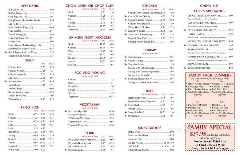 China Mei Chinese Restaurant - Miami, FL menu_pic