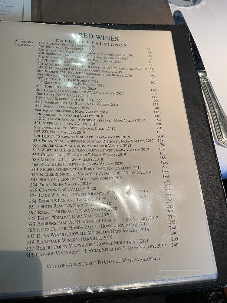 Chops Lobster Bar - Boca Raton, FL menu_pic