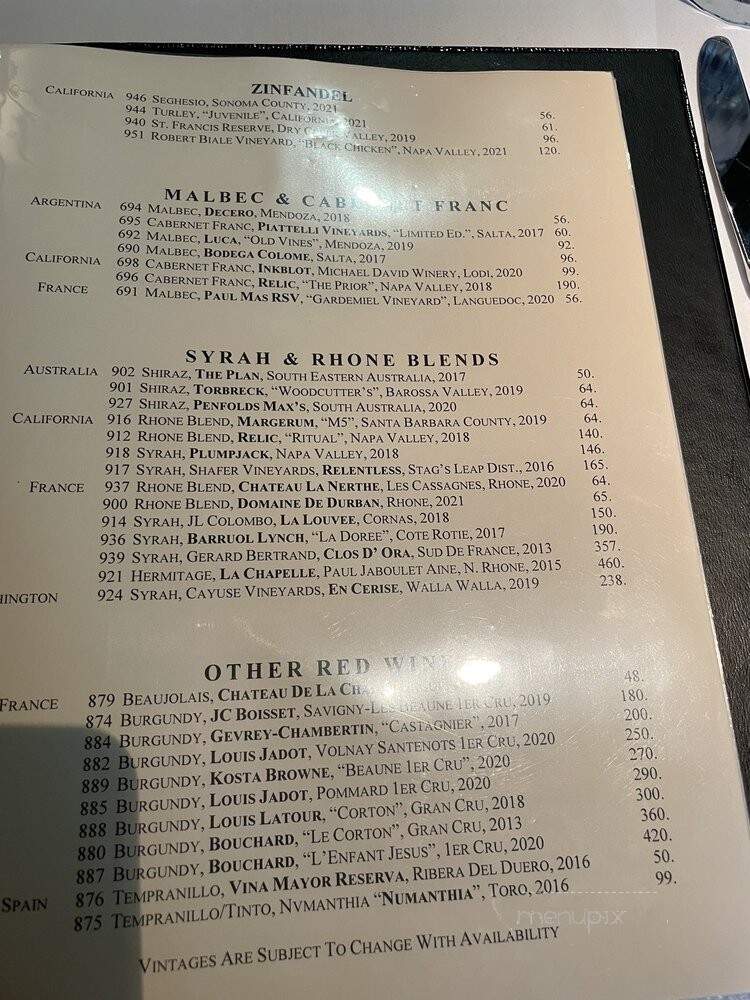 Chops Lobster Bar - Boca Raton, FL menu_pic