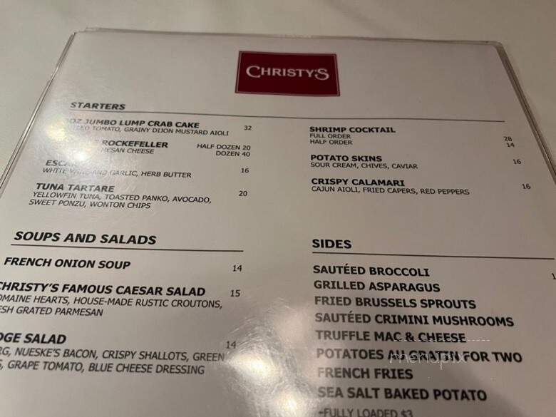Christy's Restaurant - Coral Gables, FL menu_pic