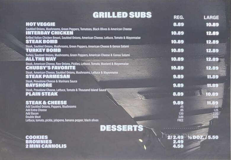 Chubby's Super Sub & Pizza - Tampa, FL menu_pic