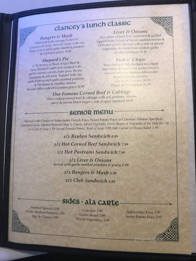 Clancey's Restaurant - Fort Myers, FL menu_pic