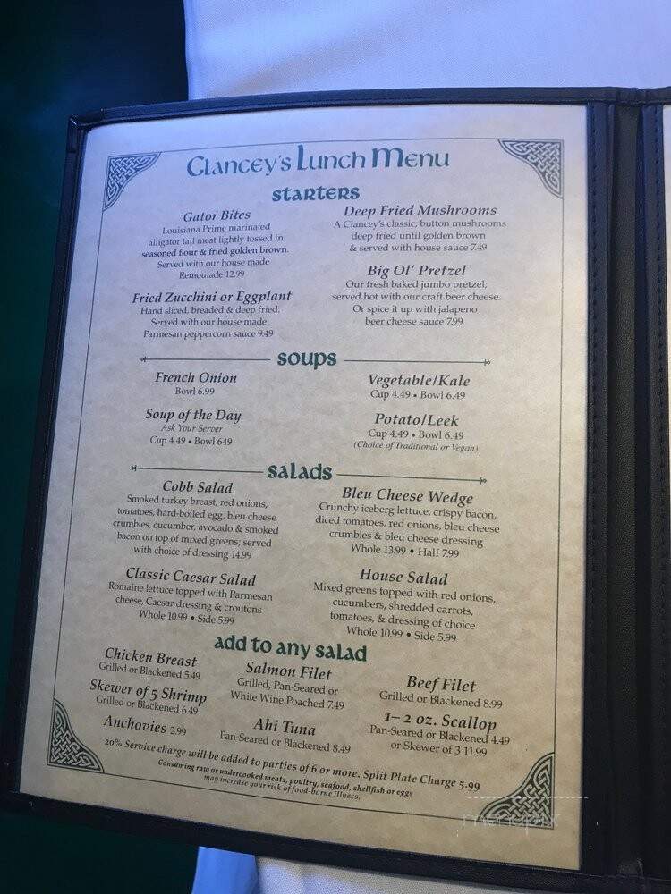 Clancey's Restaurant - Fort Myers, FL menu_pic