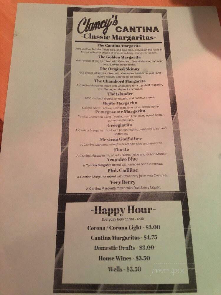 Clancy's Cantina - New Smyrna Beach, FL menu_pic