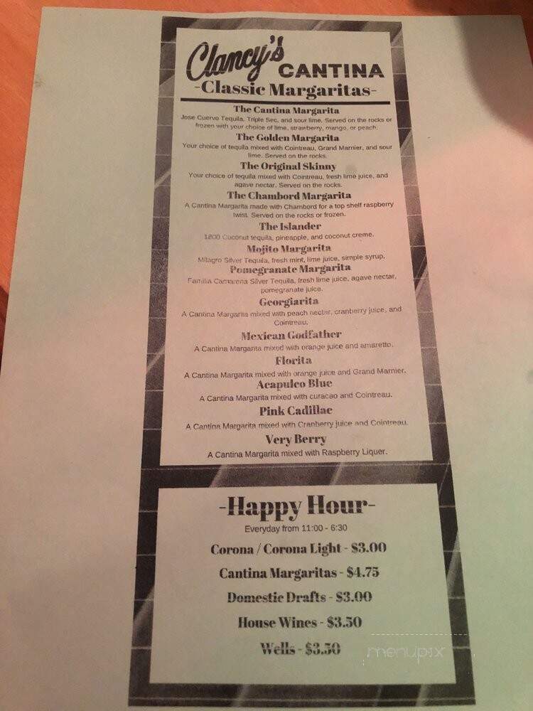 Clancy's Cantina - New Smyrna Beach, FL menu_pic