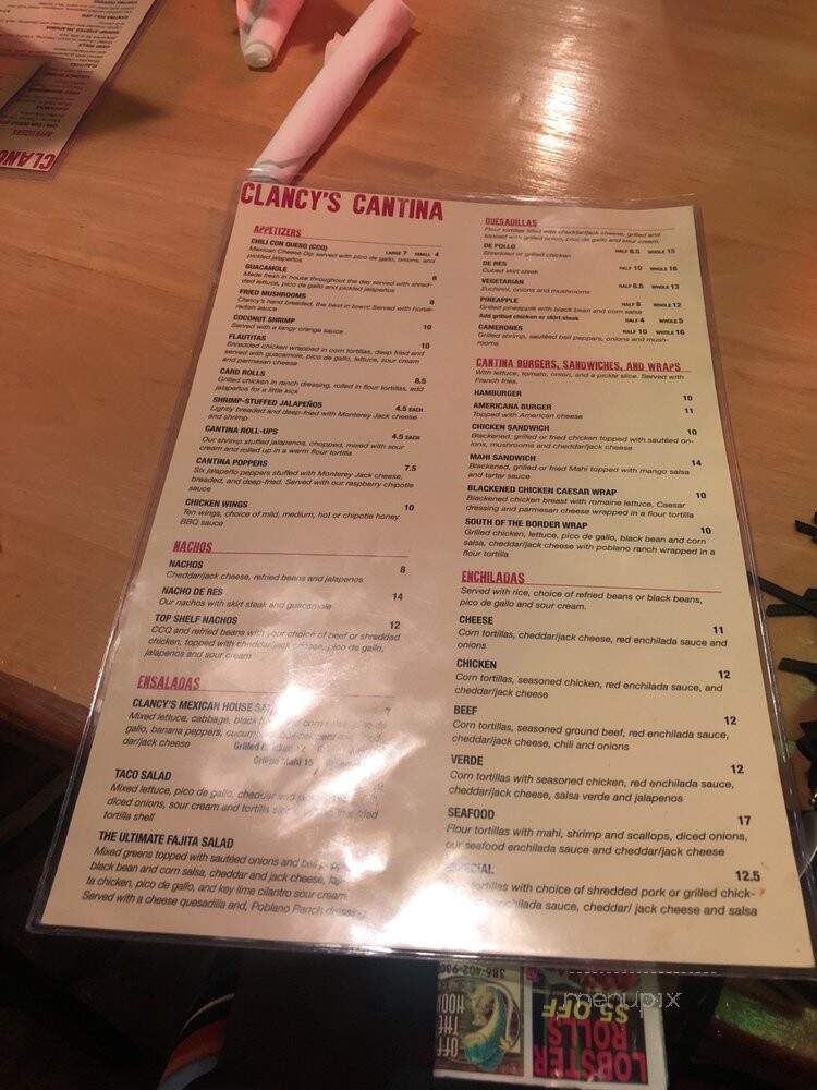 Clancy's Cantina - New Smyrna Beach, FL menu_pic