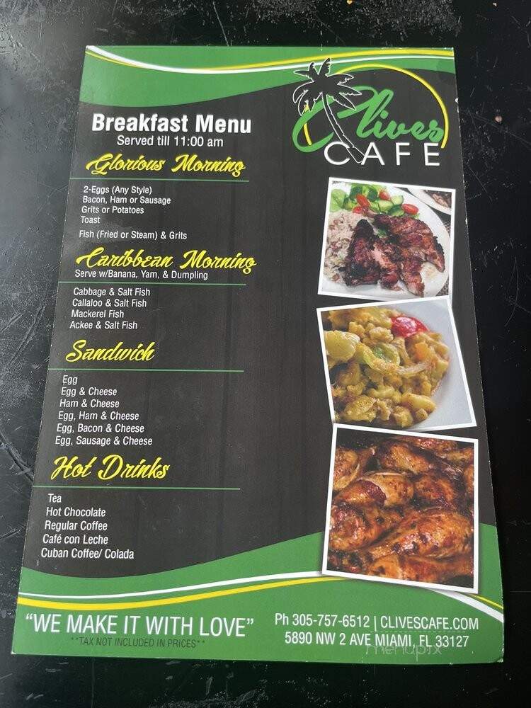 Clive's Cafe - Miami, FL menu_pic