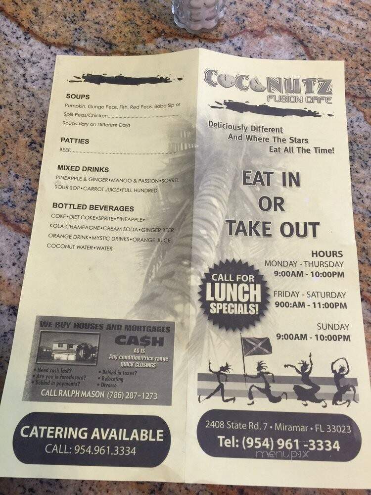 Coconutz Fussion Cafe - Miramar, FL menu_pic