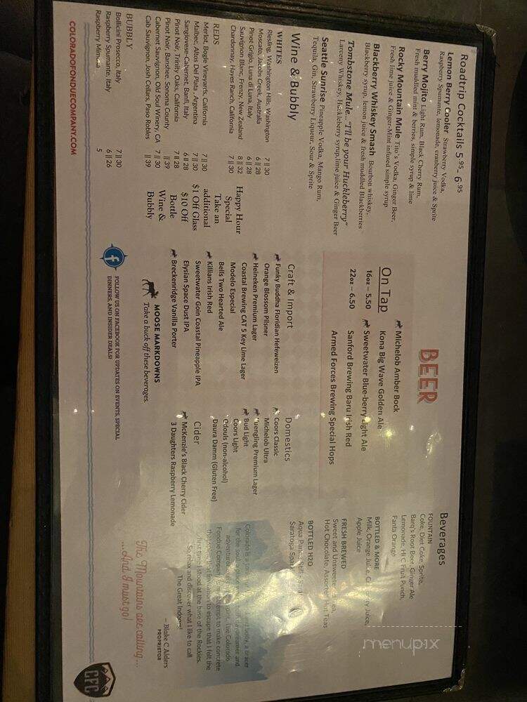 Colorado Fondue Co - Casselberry, FL menu_pic