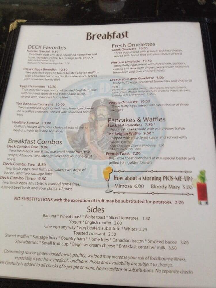 Deck Restaurant At Sea Club - Fort Lauderdale, FL menu_pic