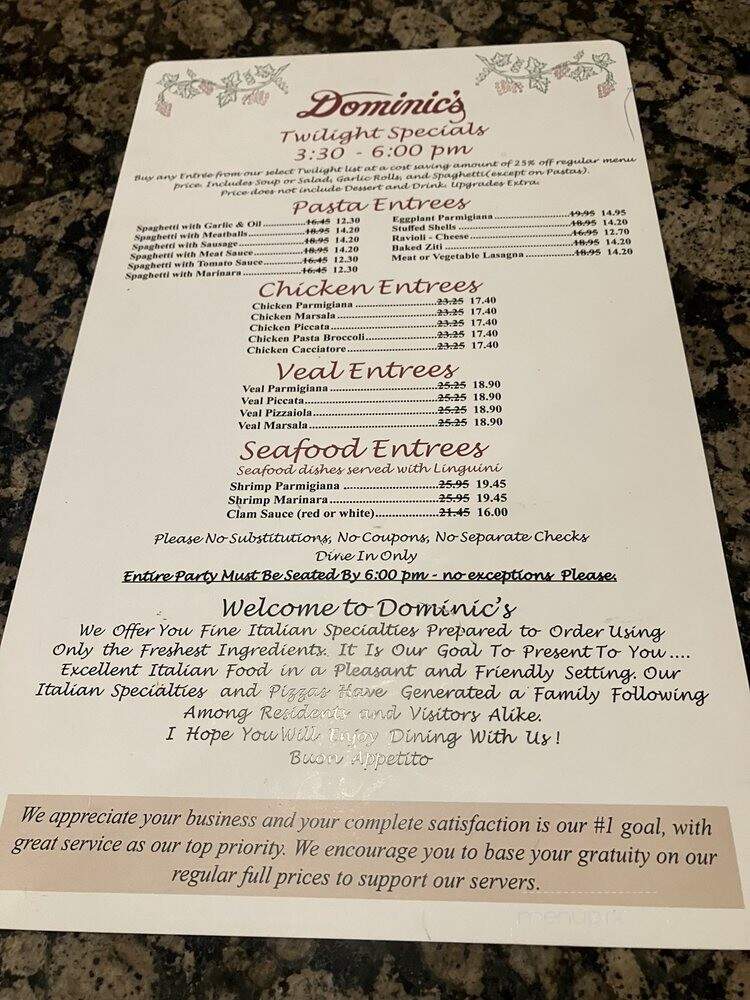 Dominic's III - Lake Worth, FL menu_pic