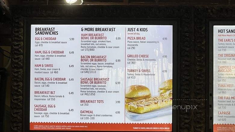 Earl Of Sandwich - Lake Buena Vista, FL menu_pic