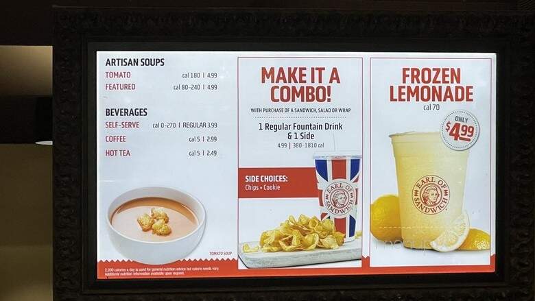 Earl Of Sandwich - Lake Buena Vista, FL menu_pic