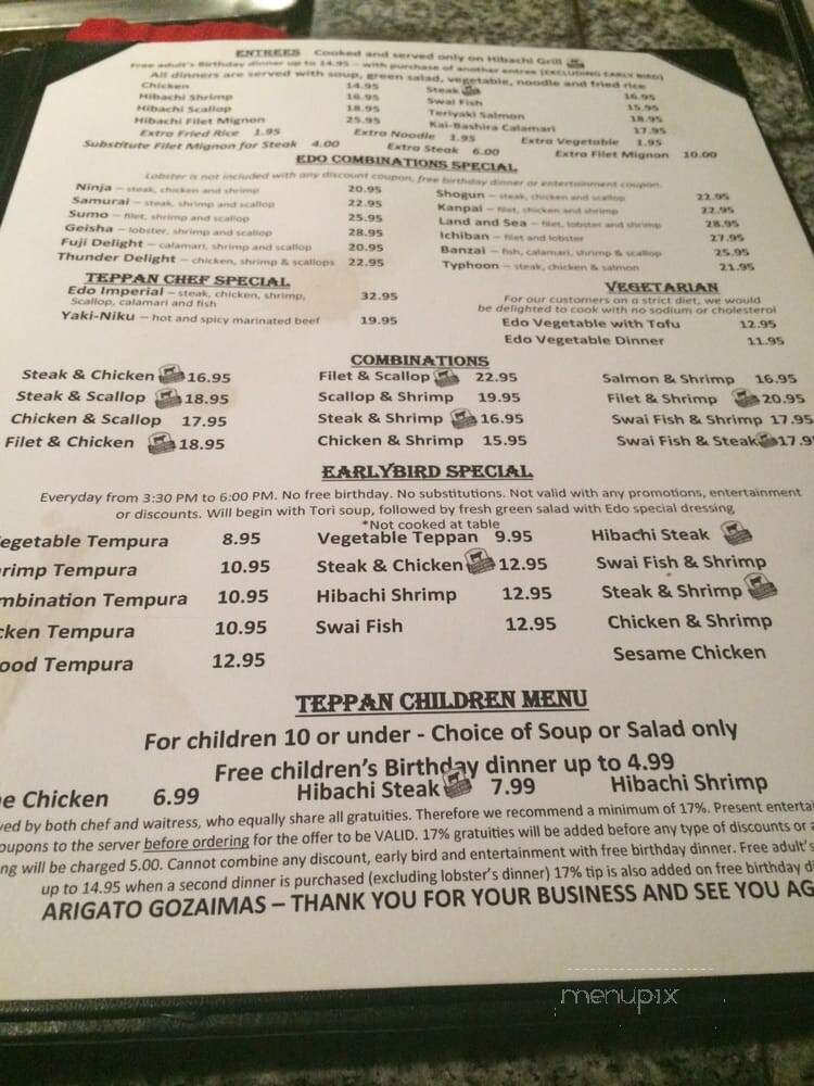 Edo Japanese Tappanyaki - Kenneth City, FL menu_pic