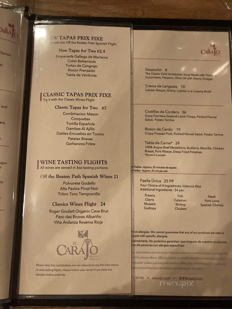 El Carajo Intl Tapas & Wines - Miami, FL menu_pic