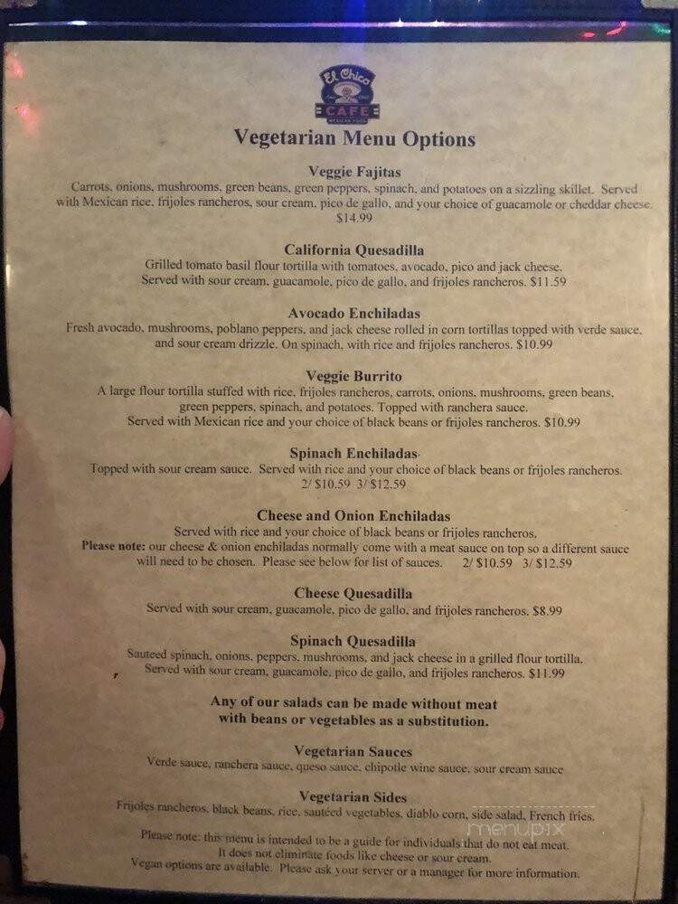 El Chico Cafe - Melbourne, FL menu_pic