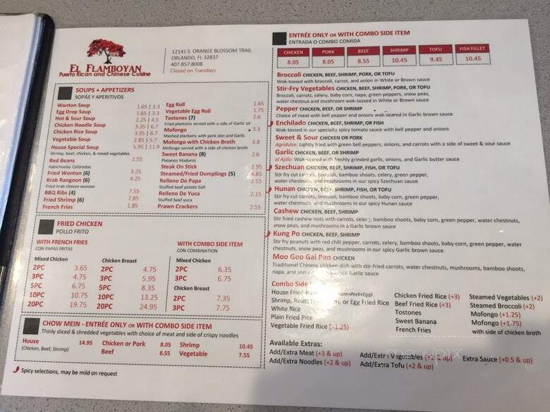 El Flamboyan - Orlando, FL menu_pic