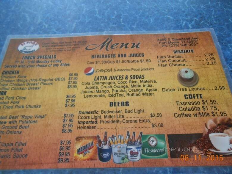 El Pilon Restaurant - Fort Myers, FL menu_pic