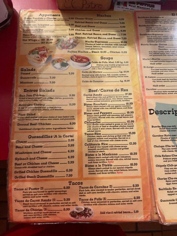 El Porto Mexican Restaurant - Apopka, FL menu_pic