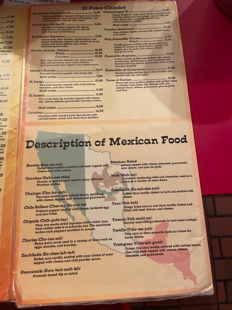 El Porto Mexican Restaurant - Apopka, FL menu_pic