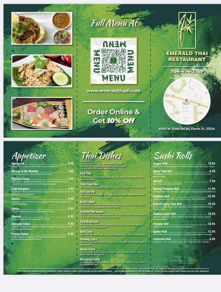 Emerald Thai Restaurant - Davie, FL menu_pic