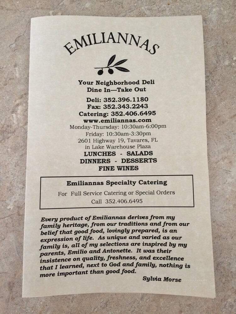 Emiliannas To Go Llc - Tavares, FL menu_pic
