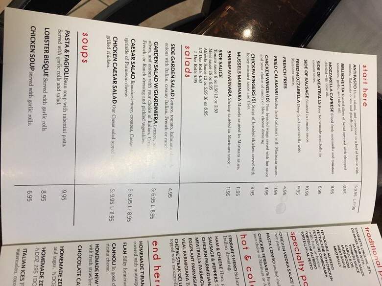 Ferrari's Pizzeria & Restaurant - Miami, FL menu_pic