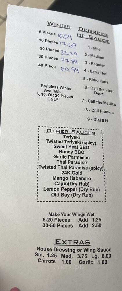 Frankies Wings & Snackbar - Merritt Island, FL menu_pic