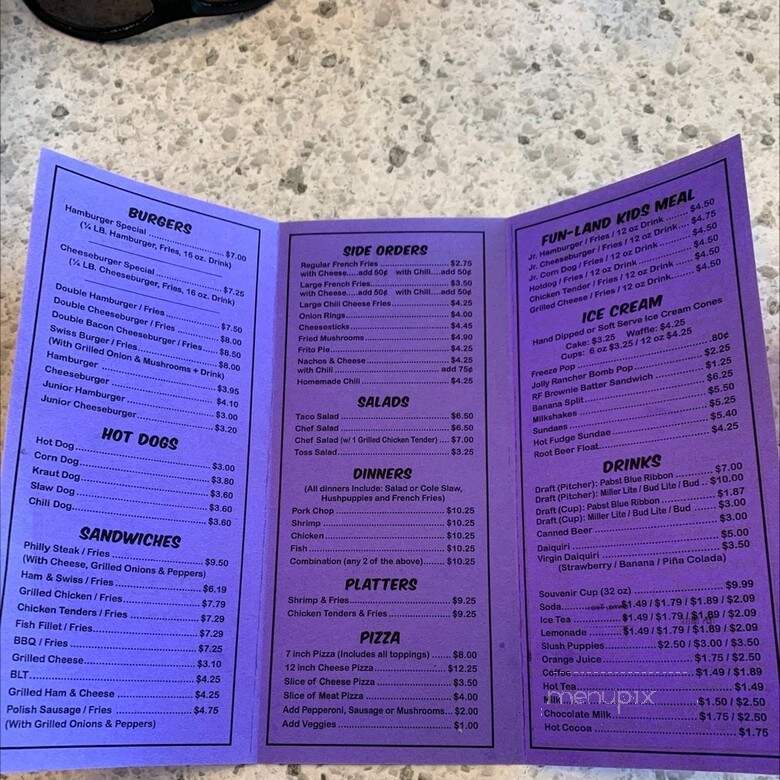 Fun-Land Arcade & Snack Bar - Panama City, FL menu_pic