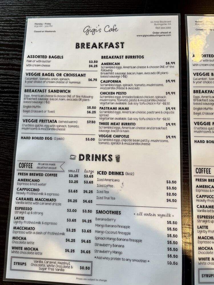 Gigi Cafe - Port St John, FL menu_pic