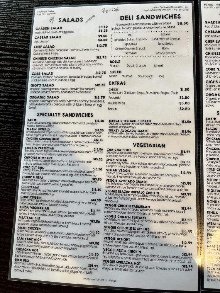 Gigi Cafe - Port St John, FL menu_pic