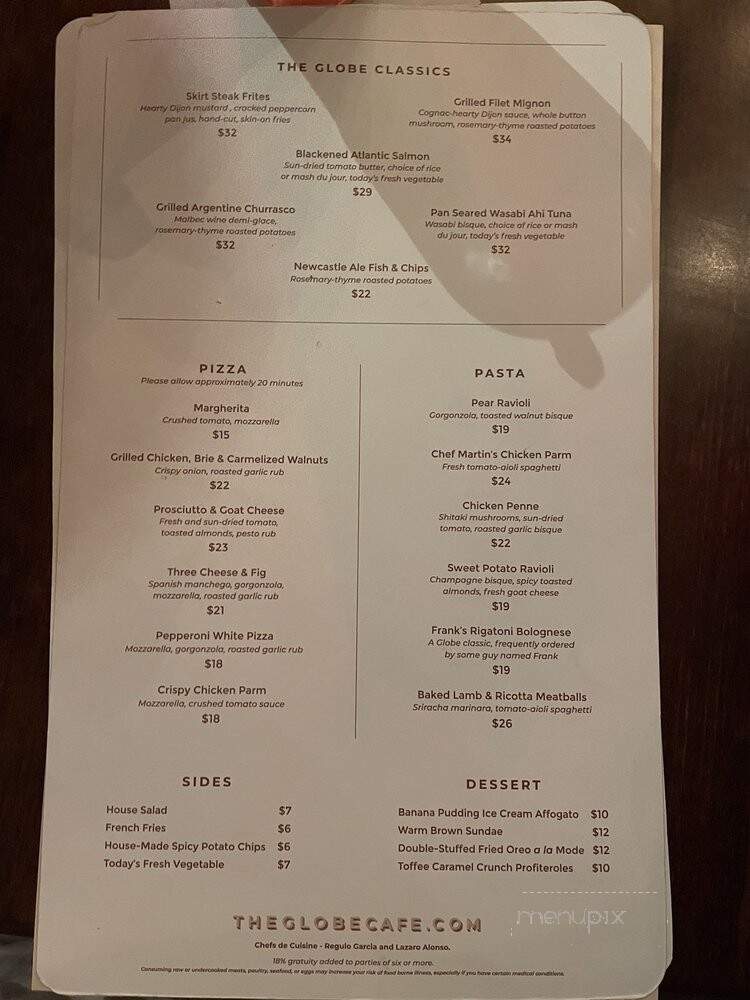 Globe Cafe & Bar - Coral Gables, FL menu_pic