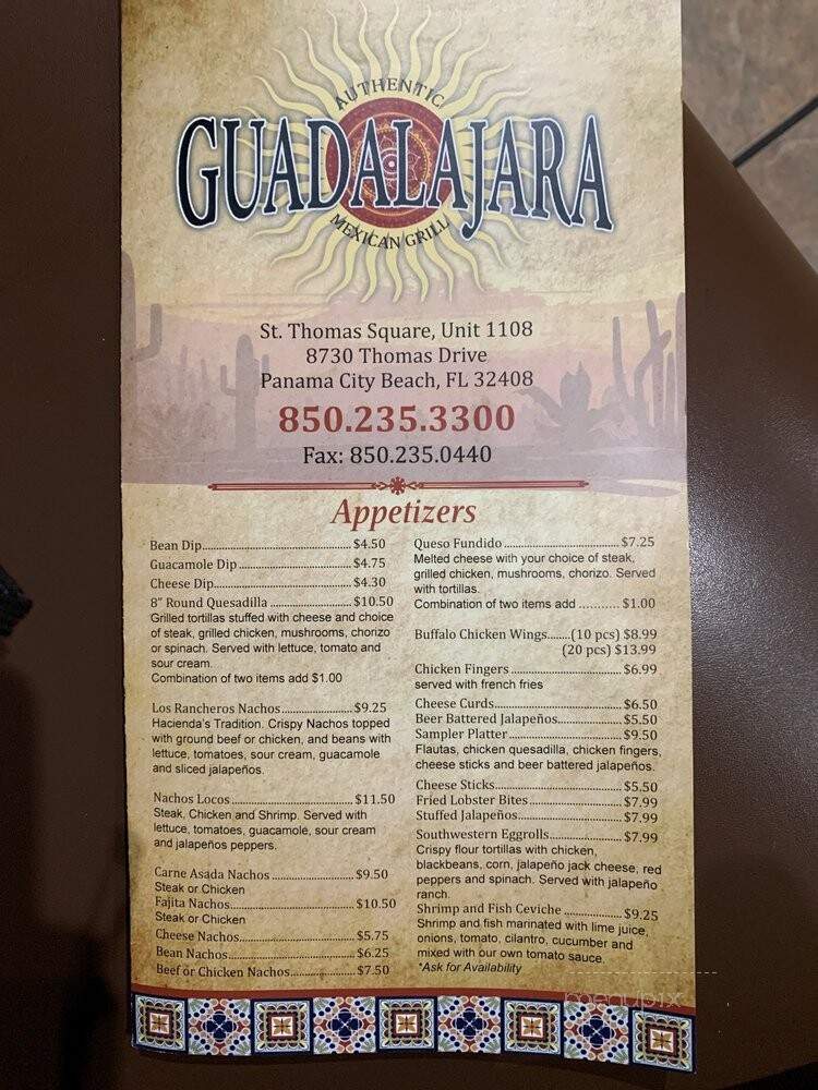 Guabalajara Mexican Grill - Panama City Beach, FL menu_pic