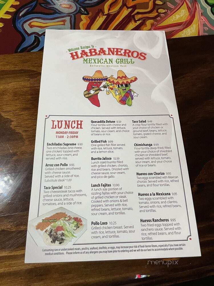 Habaneros Mexican Restaurant - Longwood, FL menu_pic