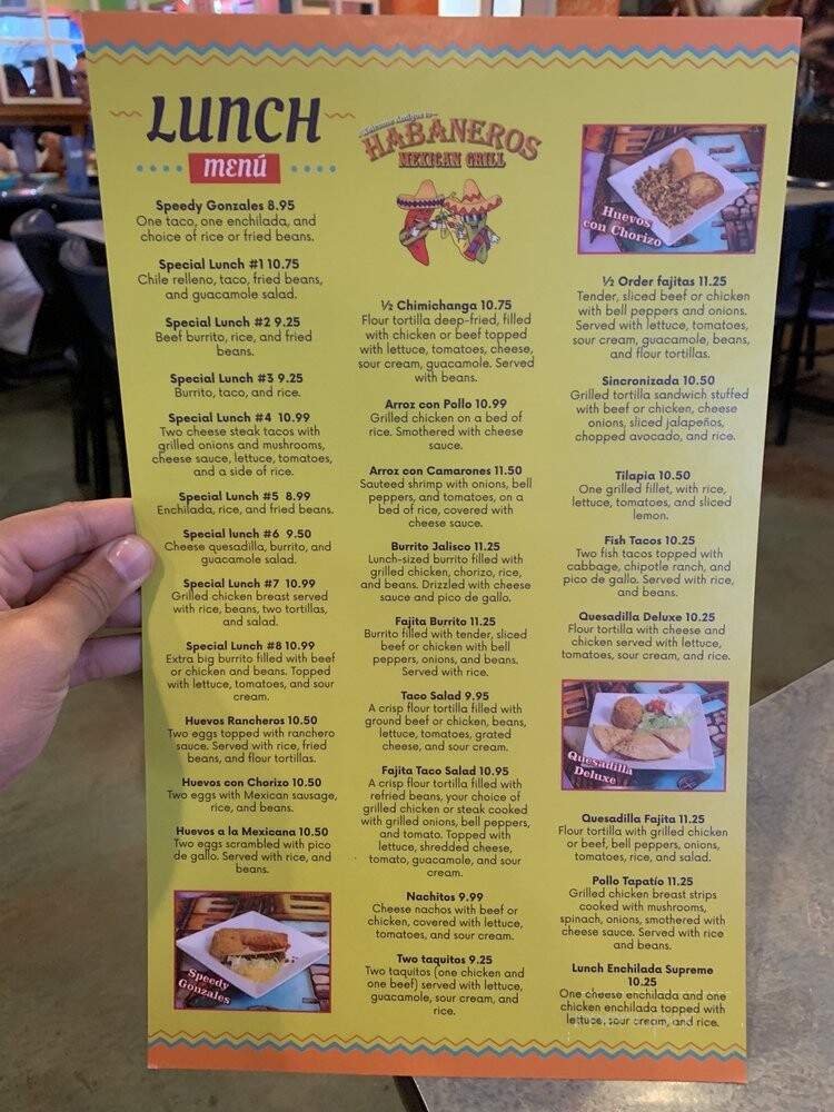 Habaneros Mexican Restaurant - Orlando, FL menu_pic