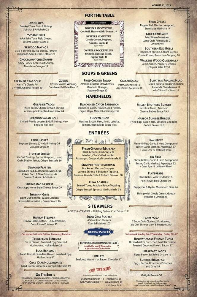 Harry T's Boathouse Rhumbar - Destin, FL menu_pic
