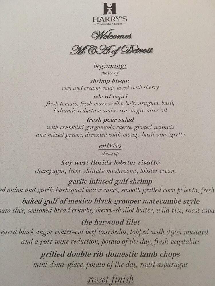 Harry's Continental Kitchens - Longboat Key, FL menu_pic