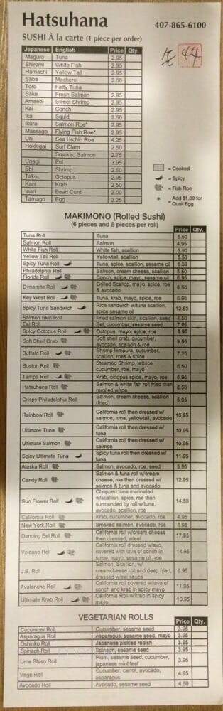 Hatsuhana Japanese Restaurant - Apopka, FL menu_pic