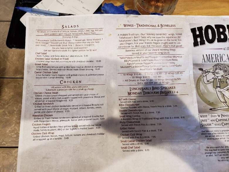 Hobbit American Grill - Tallahassee, FL menu_pic
