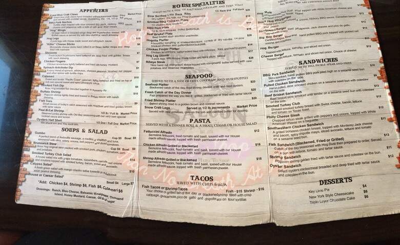 Hog's Breath Boss Hog Barbecue - Destin, FL menu_pic