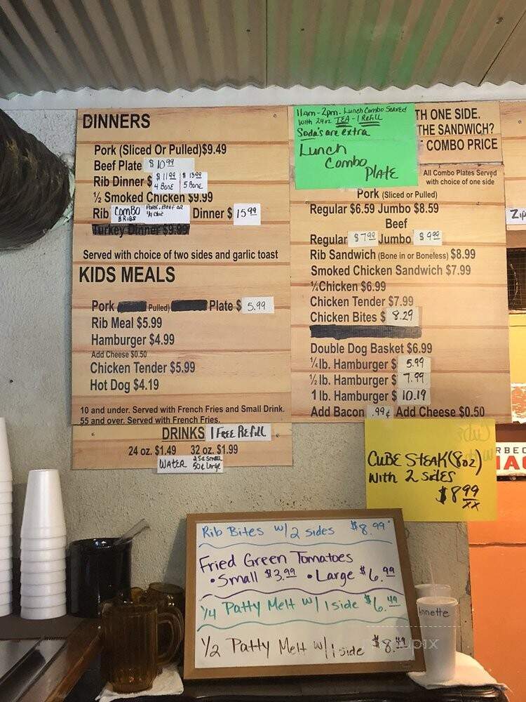 Huckleberry Bar-B-Que - Fanning Springs, FL menu_pic