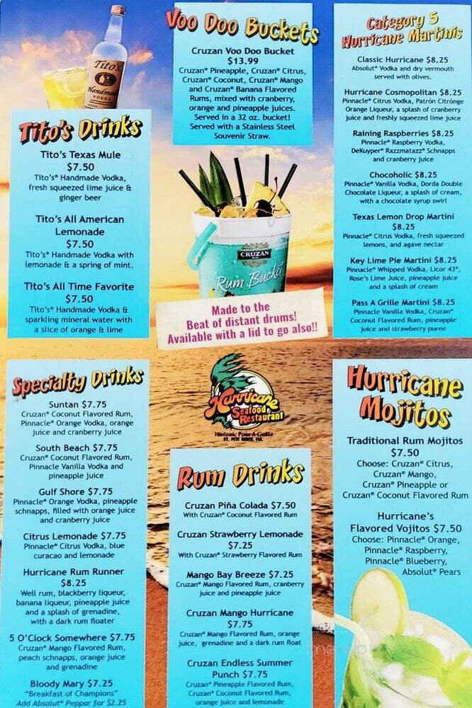 Hurricane - St Pete Beach, FL menu_pic