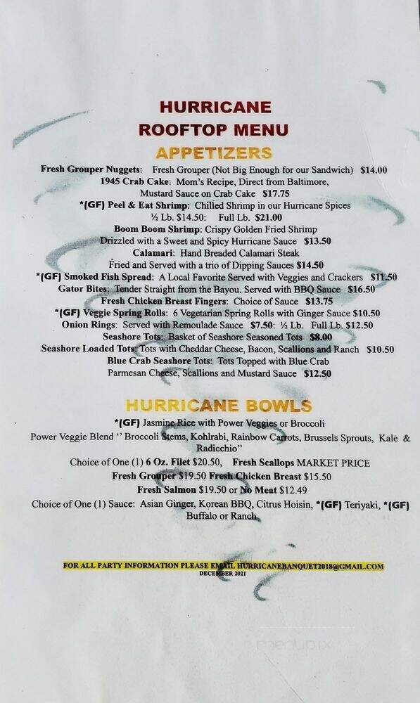 Hurricane - St Pete Beach, FL menu_pic
