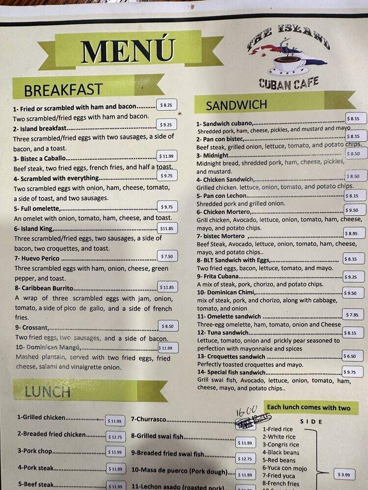 Island Cuban Cafe - Naples, FL menu_pic