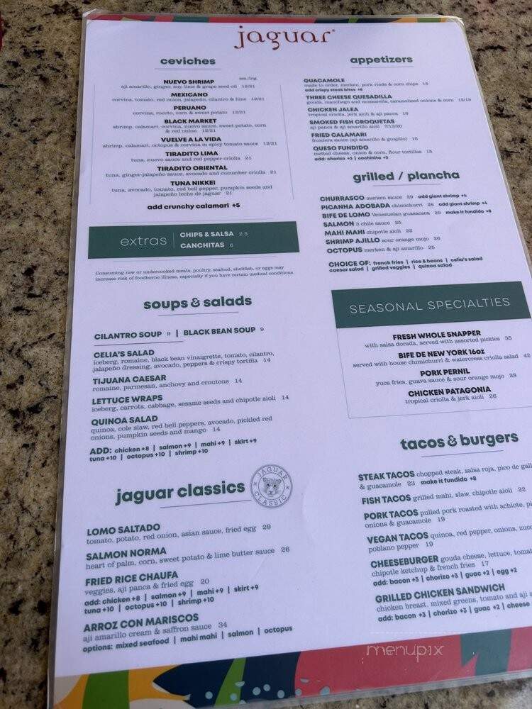 Jaguar Restaurant - Coconut Grove, FL menu_pic