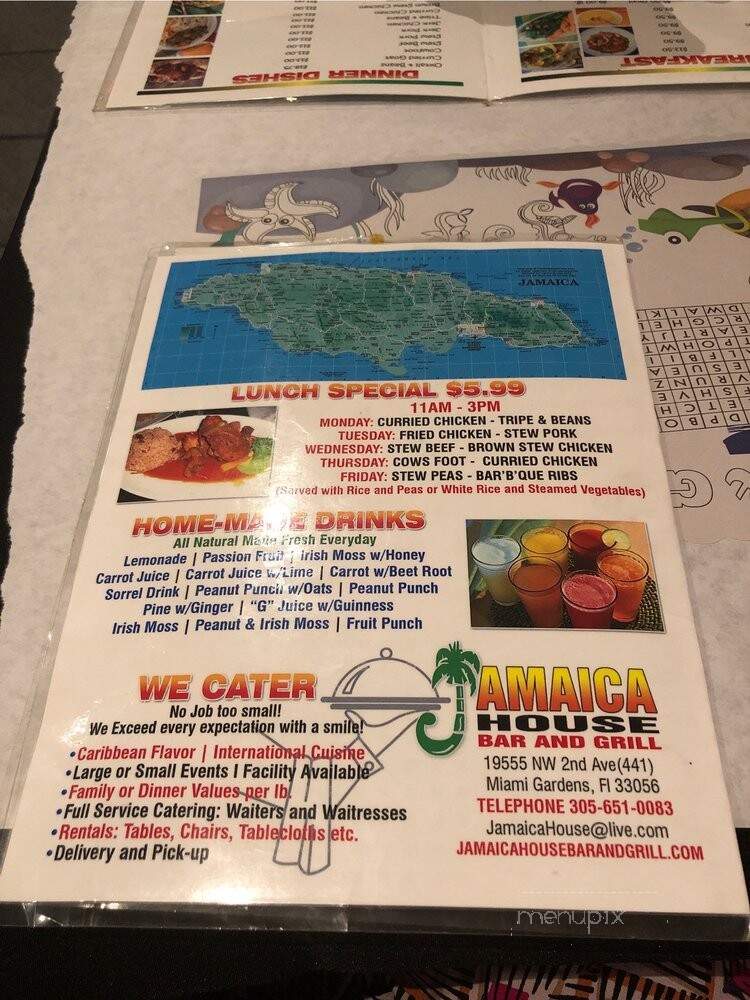 Jamaica House Restaurant - Miami, FL menu_pic