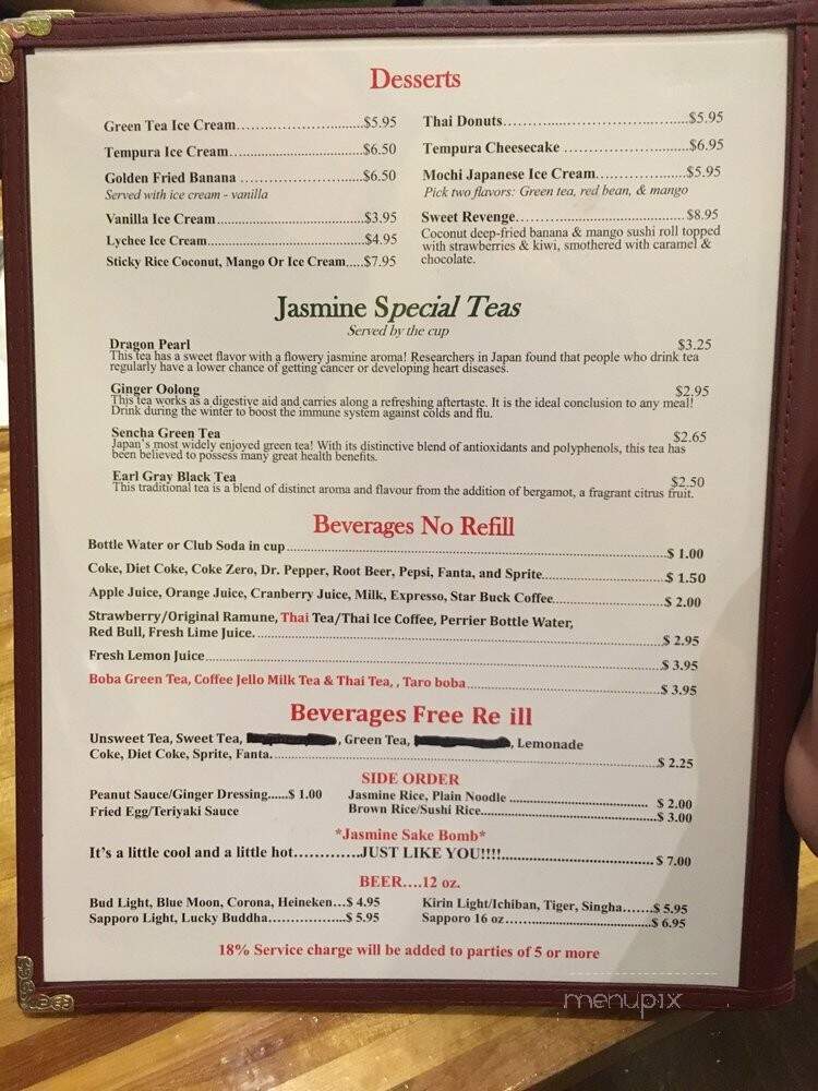 Jasmine Thai & Sushi - Miami, FL menu_pic