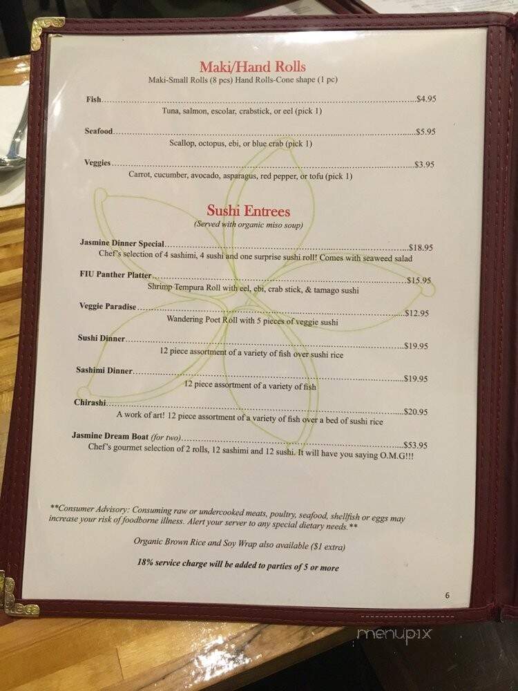 Jasmine Thai & Sushi - Miami, FL menu_pic