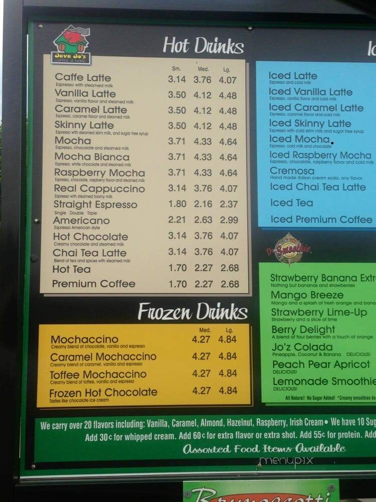 Java Jo'z Coffee Smoothies - Melbourne, FL menu_pic